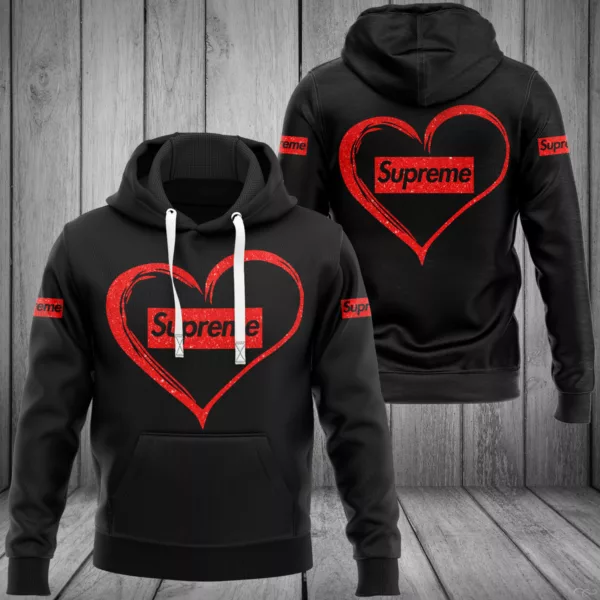 Supreme Red Heart Black Type 326 Hoodie Outfit Luxury Fashion Brand