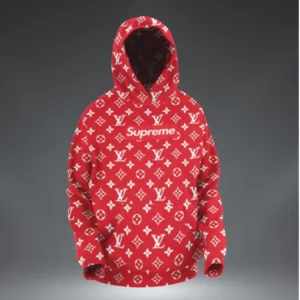 Louis Vuitton Supreme Red Type 221 Luxury Hoodie Fashion Brand Outfit