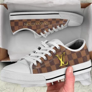 Louis Vuitton Brown Monogram Low Top Canvas Shoes Luxury Brand