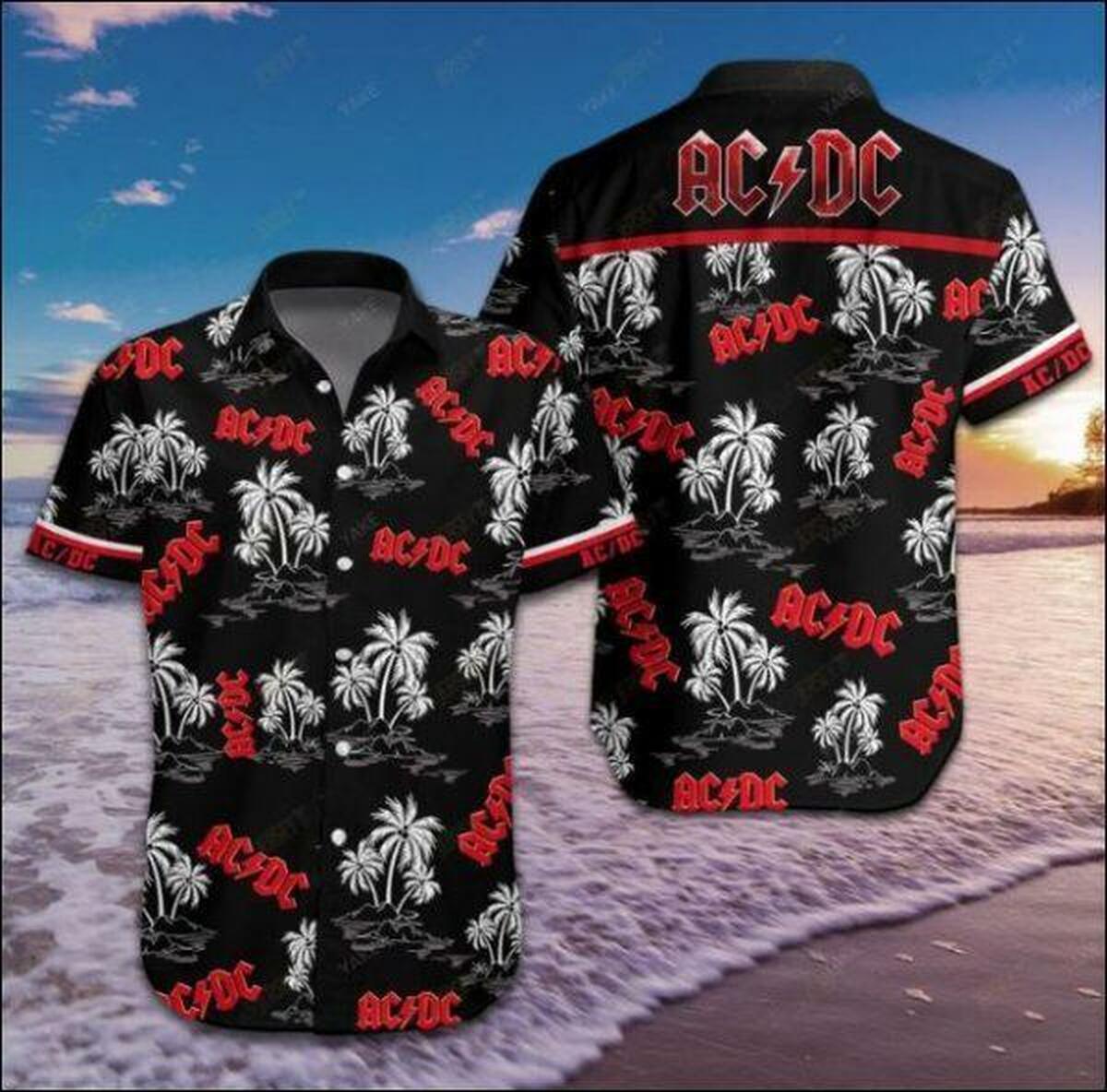 Ac/Dc Hawaiian Shirt Beach Outfit Summer