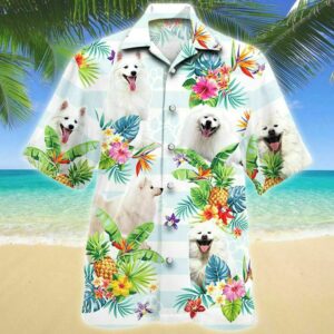 American Eskimo Dog Tropical Flower Hawaiian Shirt