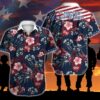 American Us Army Veteran Floral Hawaiian Shirt