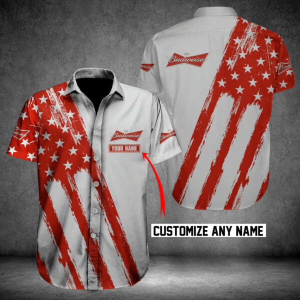 Budweiser American Flag Custom Hawaiian Shirt