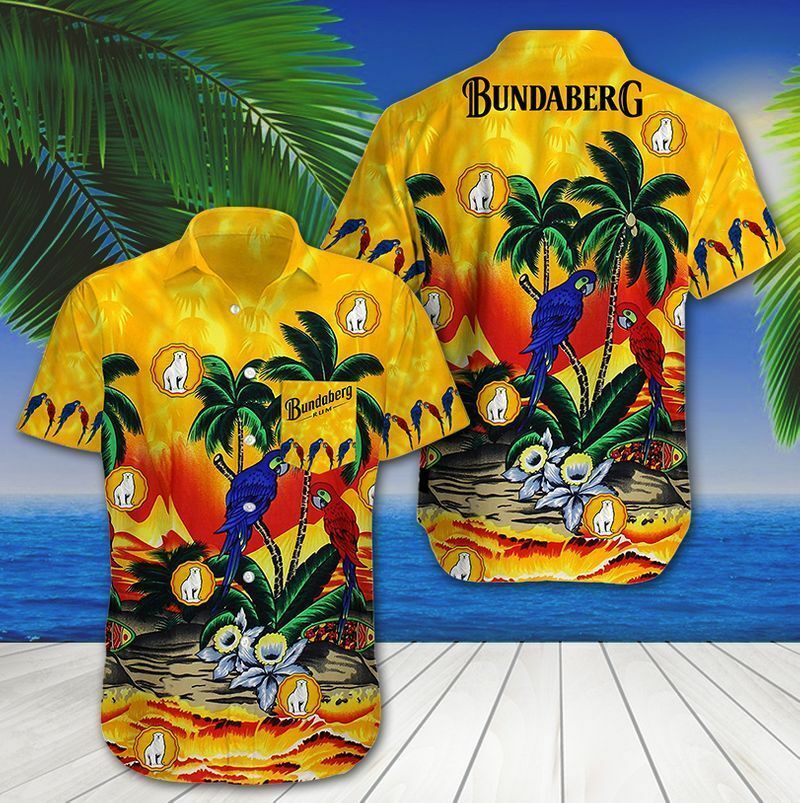 Bundabergs Brewed Drink Tropical Parrots Hawaiian Shirt