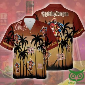 Captain Morgan Gradient Brown Red Hawaiian Shirt