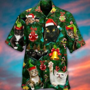 Cats Animal Merry Christmas Hawaiian Shirt