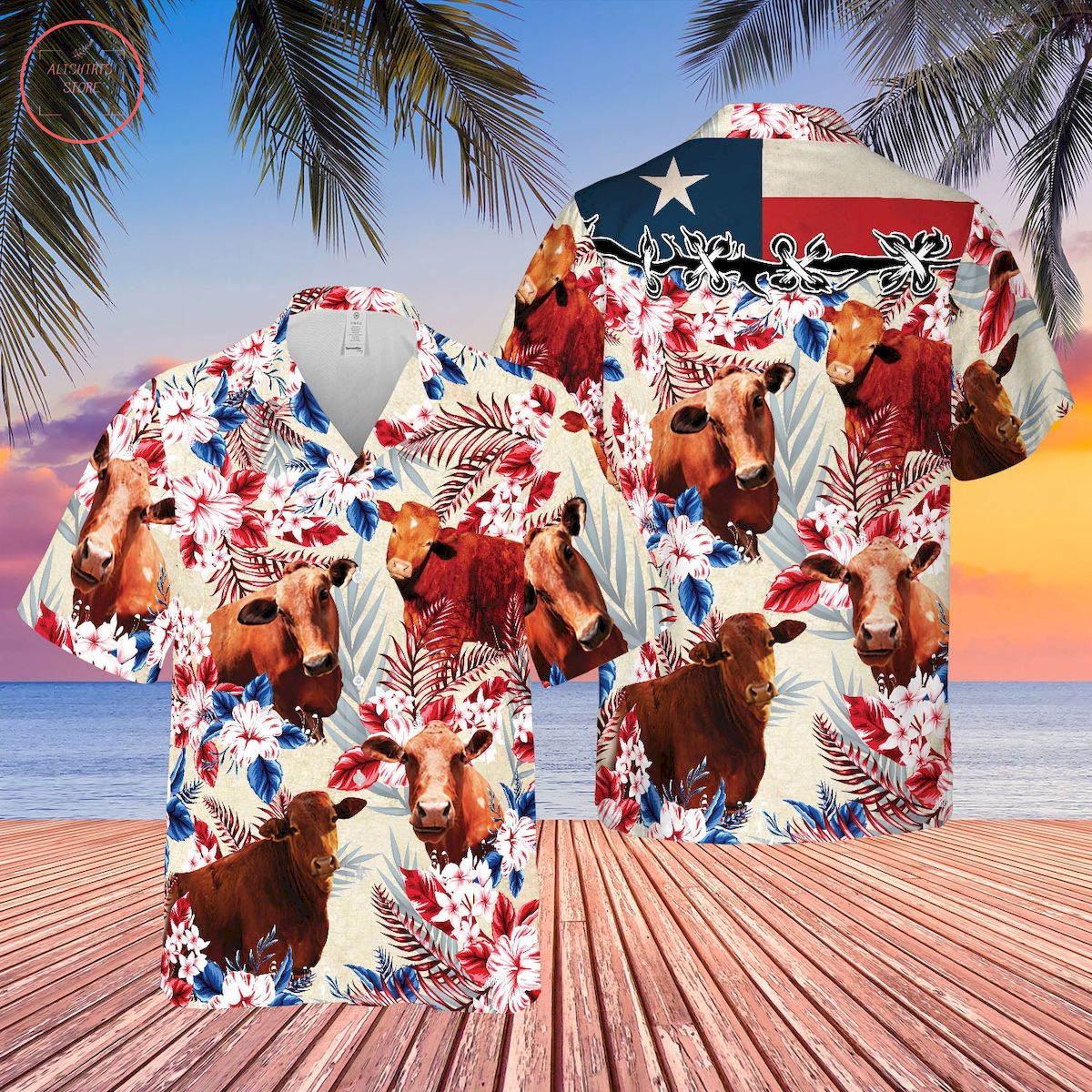 Cattle Texas Flag Hawaiian Shirt Outfit Beach Summer