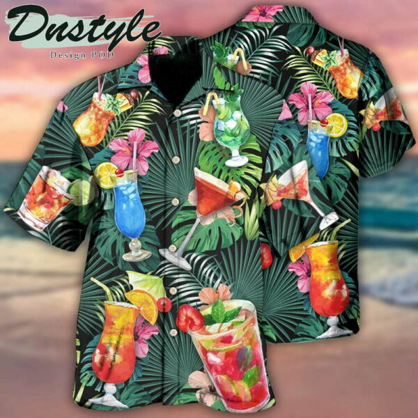 Cocktail Tequila Tropical Leaf Hawaiian Shirt