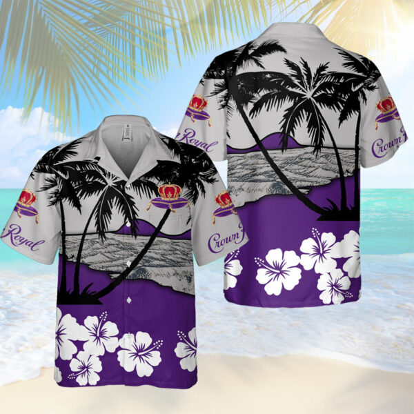 Crown Royal Hibicus Palm Tree Hawaiian Shirt