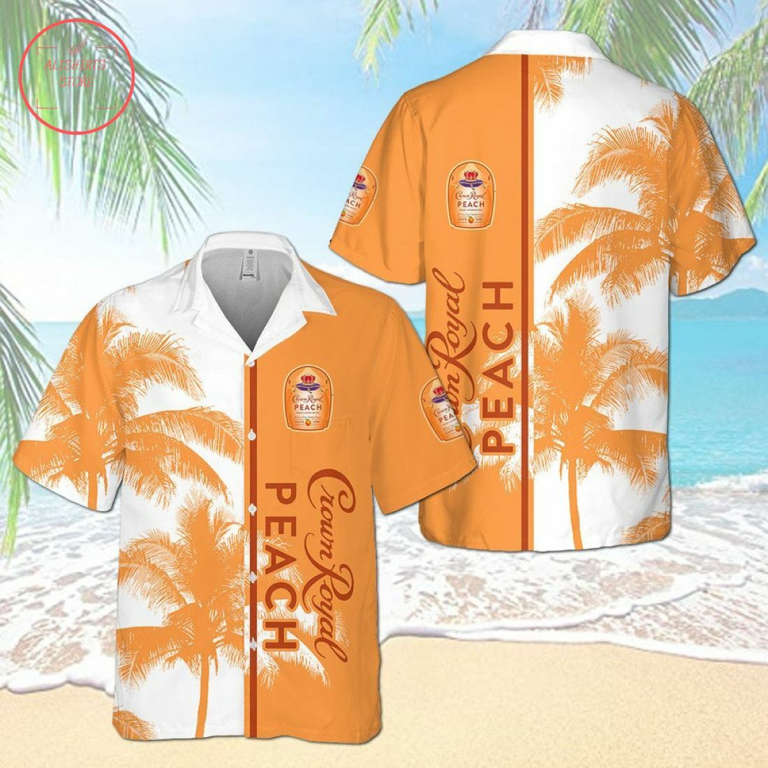 Crown Royal Peach Hawaiian Shirt Summer Beach Outfit