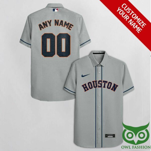 Customized Houston Astros Gray With Dark Blue Hawaiian Shirt