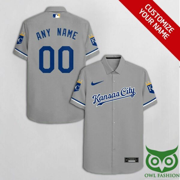 Customized Kansas City Royals Gray With Blue Cassette Hawaiian Shirt