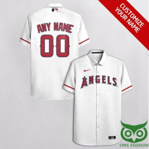 Customized Los Angeles Angels White With Red Cassette Hawaiian Shirt