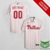 Customized Philadelphia Phillies White With Multiple Red Stripes Hawaiian Shirt