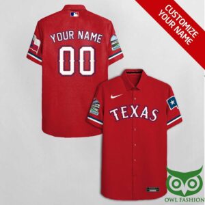 Customized Texas Rangers Red With White Cassette Hawaiian Shirt