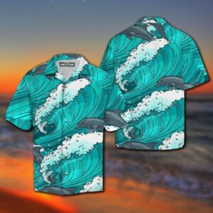 Dolphin Loves Ocean Wave Hawaiian Shirt