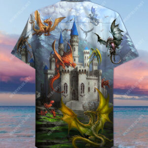 Fantasy Dragons On The Castle Hawaiian Shirt