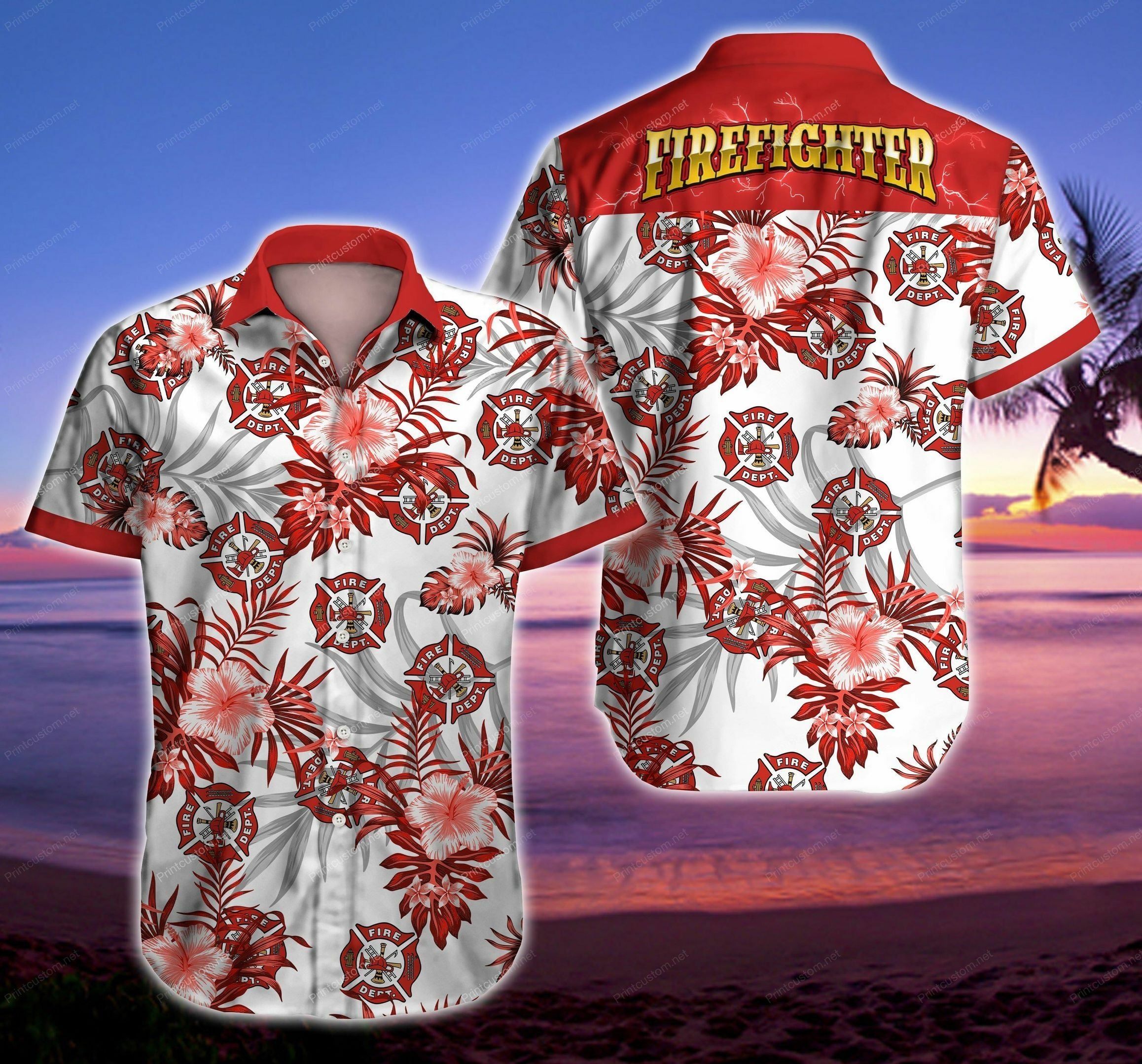 Firefighter Hawaiian Shirt Summer Beach Outfit