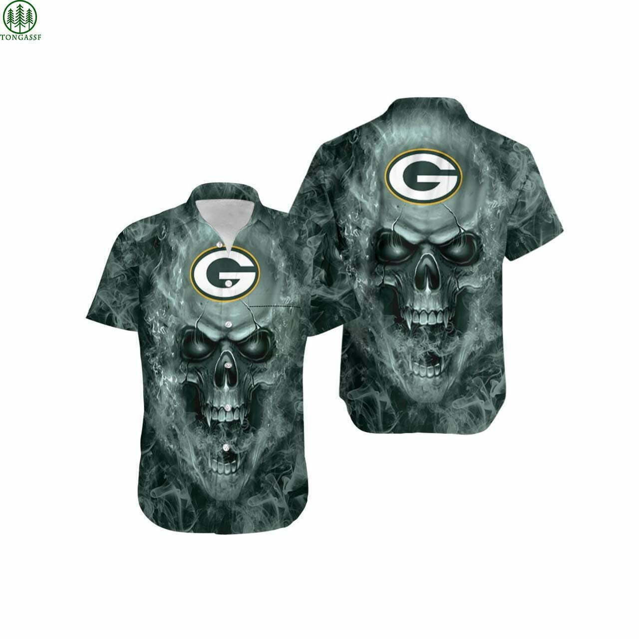 Green Bay Packers Fan Skull Hawaiian Shirt