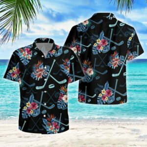 Hockey Tropical Hawaiian Shirt Summer Beach Outfit