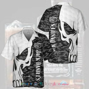 Jack Daniel Is Grey Camo Skull Hawaiian Shirt