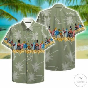 Jack Daniel'S Tropical Pattern Hawaiian Shirt