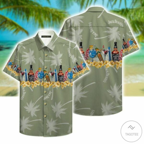 Jack Daniel'S Tropical Pattern Hawaiian Shirt