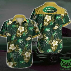 Land Rover Floral Dark Green Yellow Hawaiian Shirt