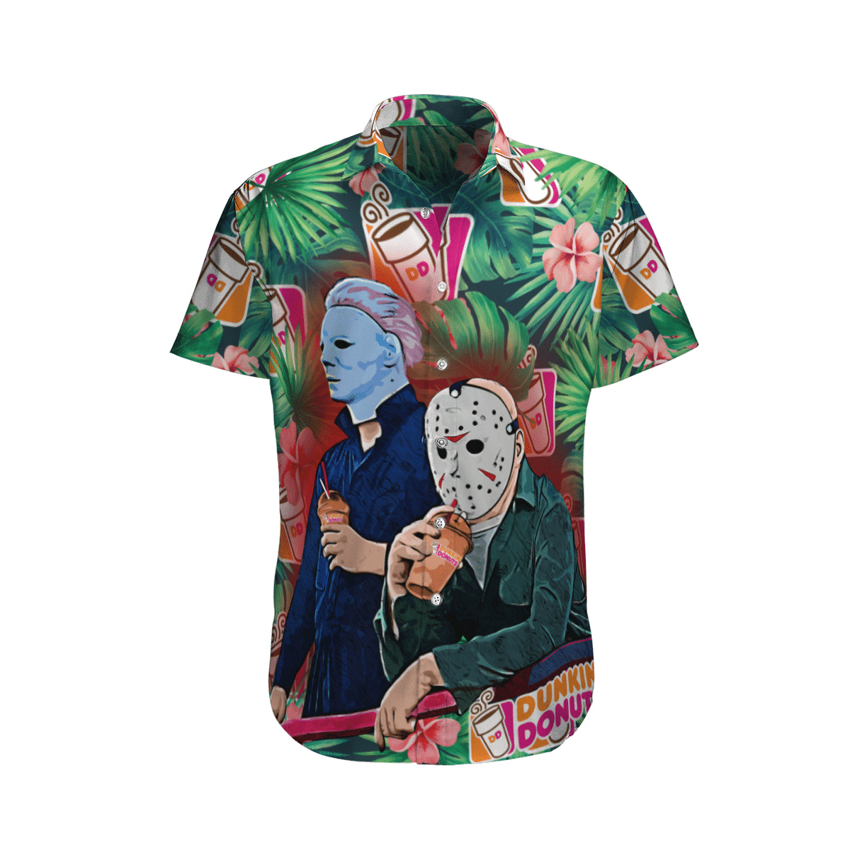 Michael Myers Jason Voorhees Dunkin Donuts Hawaiian Shirt