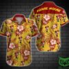 Minnie Cartoon Characters Red Leaves Yellow Hawaiian Shirt