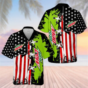 Mountain Dew American Flag Hawaiian Shirt