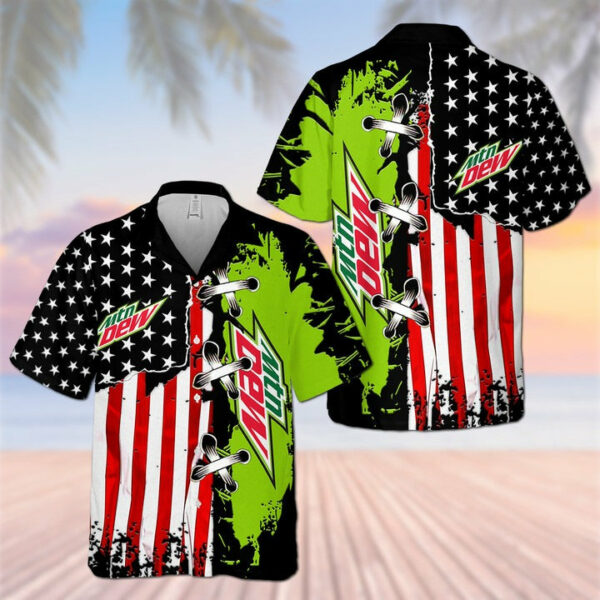 Mountain Dew American Flag Hawaiian Shirt