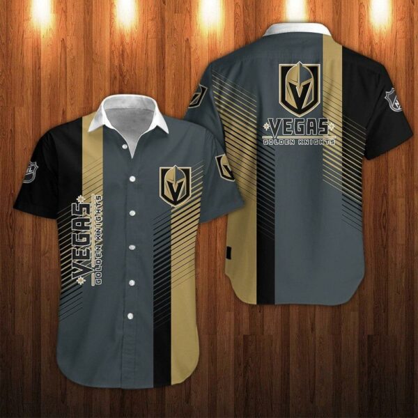 Nhl Vegas Golden Knights Striped Hawaiian Shirt