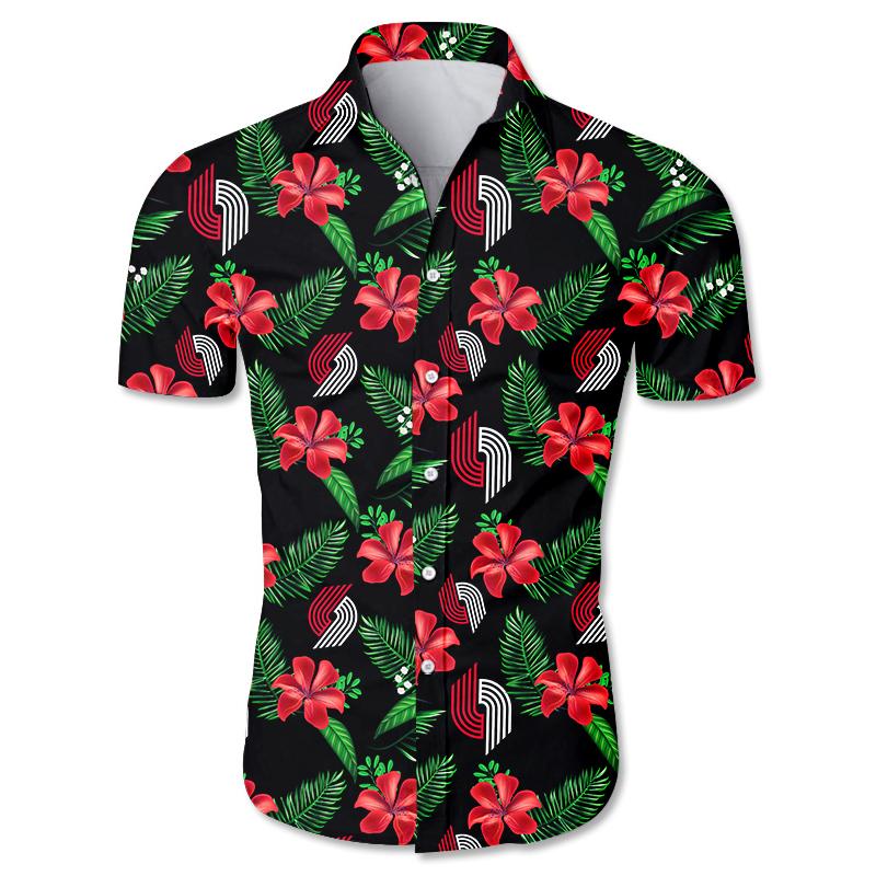 Portland Trail Blazers Small Flowers Hawaiian Shirt