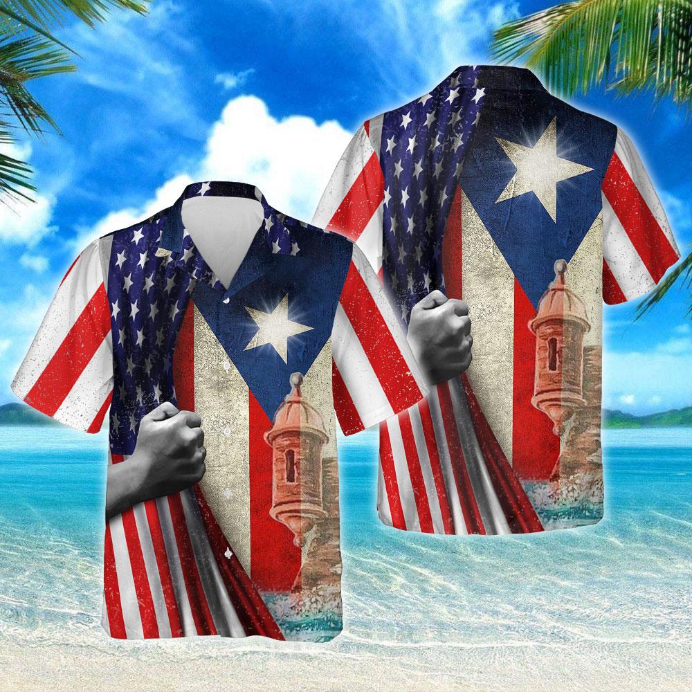 Puerto Rican American Hawaiian Shirt