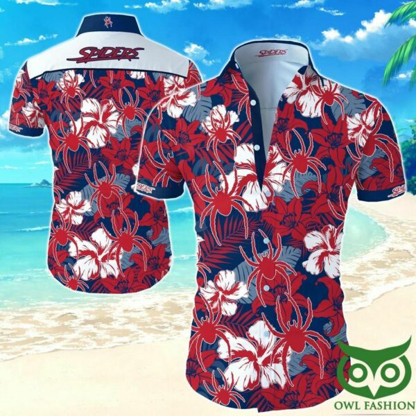 Richmond Spiders Dark Blue And Red Flowers Hawaiian Shirt