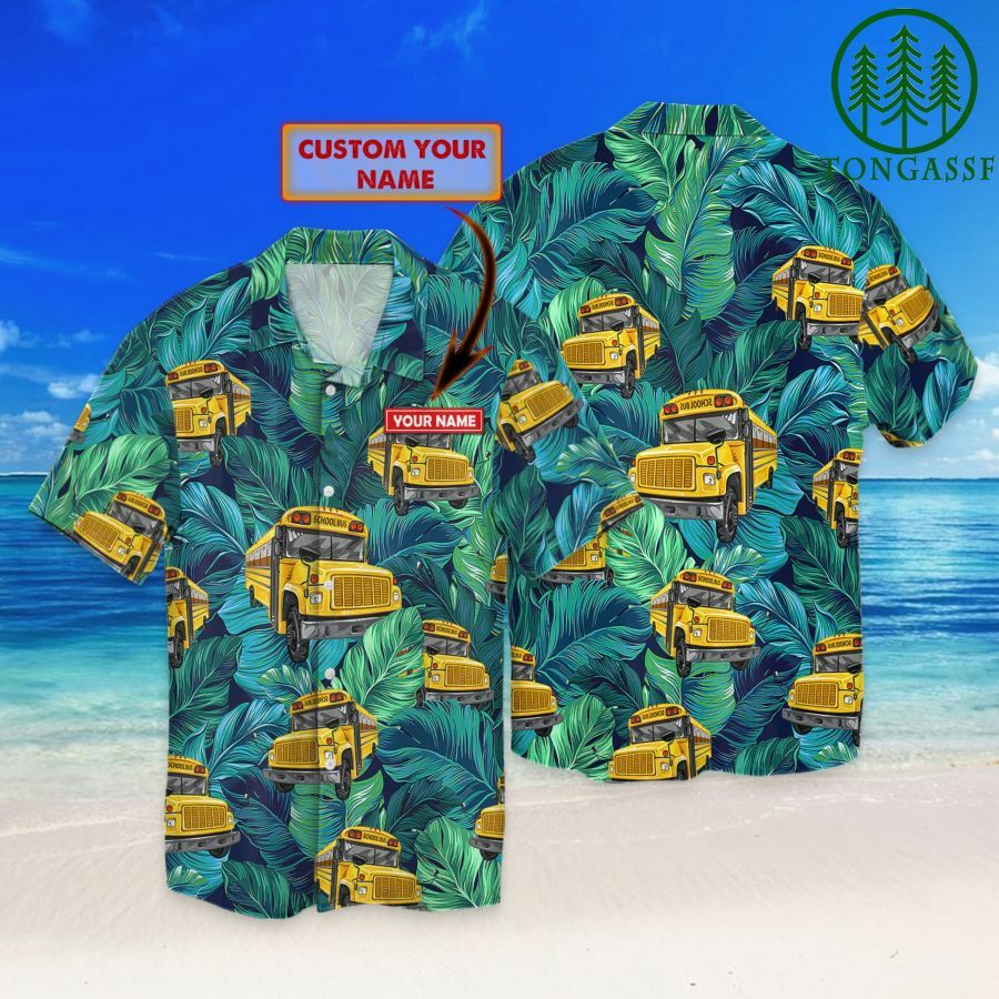 School Bus Driver Personalized Name Hawaiian Shirt