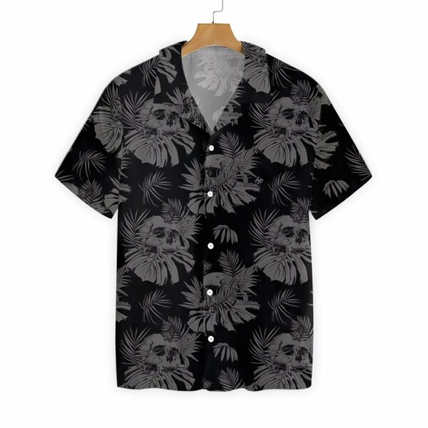 Seamless Gothic Skull With Butterfly Goth Hawaiian Shirt