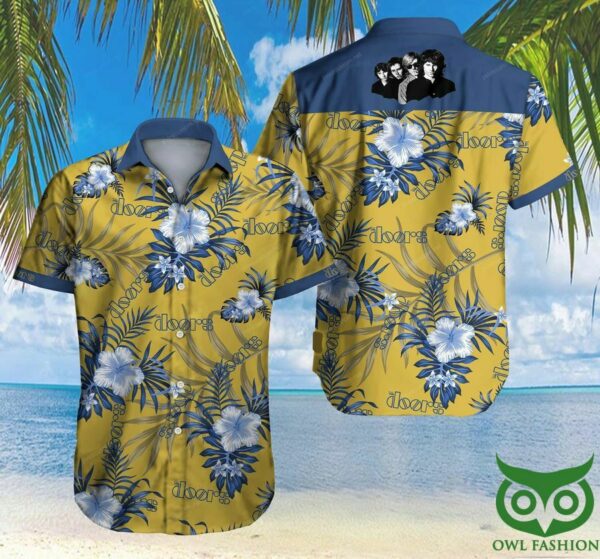 The Doors Floral Yellow And Blue Hawaiian Shirt