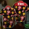 The Kinks Rock Band Red Floral Black Hawaiian Shirt