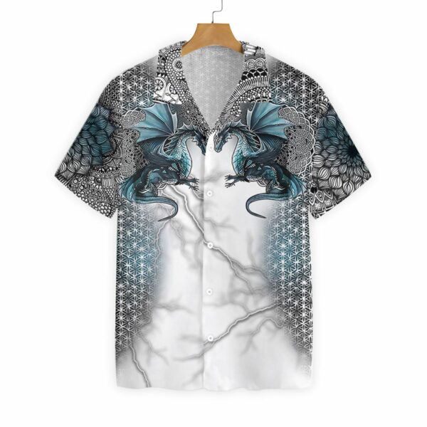 Two Blue Dragon Tattoo Pattern Hawaiian Shirt