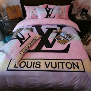 Louis Vuitton Logo Brand Bedding Set Home Decor Bedspread Bedroom Luxury