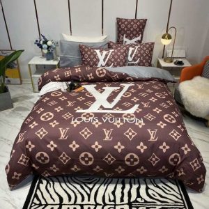 Louis Vuitton Logo Brand Bedding Set Bedspread Bedroom Luxury Home Decor