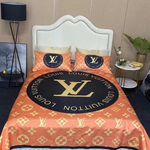 Louis Vuitton Logo Brand Bedding Set Home Decor Bedroom Luxury Bedspread