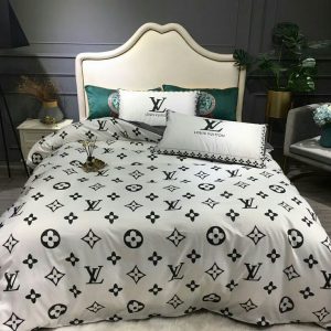 Louis Vuitton Logo Brand Bedding Set Luxury Home Decor Bedroom Bedspread