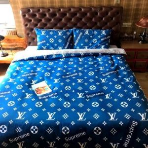 Louis Vuitton Logo Brand Bedding Set Home Decor Bedroom Luxury Bedspread