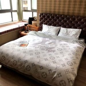 Louis Vuitton Logo Brand Bedding Set Bedroom Home Decor Luxury Bedspread