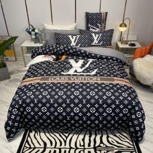 Louis Vuitton Logo Brand Bedding Set Luxury Bedroom Home Decor Bedspread