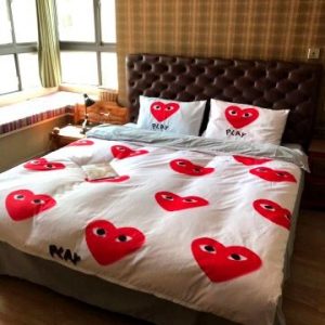 Play Cdg Logo Brand Bedding Set Bedspread Luxury Home Decor Bedroom