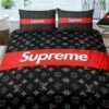 Louis Vuitton Supreme Customized Logo Brand Bedding Set Luxury Home Decor Bedspread Bedroom